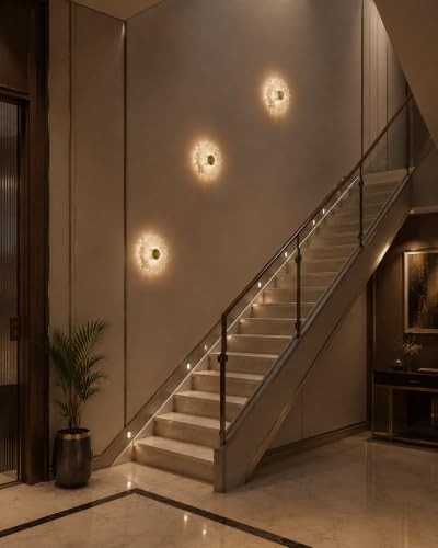 Image of FILLISKA Diamond Cut Glass Finish and Aluminium Indoor Luxurious Wall Lamp, with Adjustable Colour Temperature (Acrylic Gold Flower-013B)