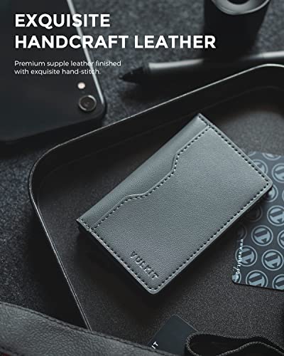 Image of VULKIT Pop up Wallet Credit Card Holder with Leather Slots RFID Blocking Metlal Bank Card Case for Men or Women(Iron Grey)