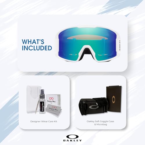 Image of Oakley Line Miner LARGE /MEDIUM Ski Goggles for Men for Women | In Matte Black, FP Black & Navy W Prizm Sapphire. Bonus kit: cleaning spray, cloth, screwdriver & mirror.