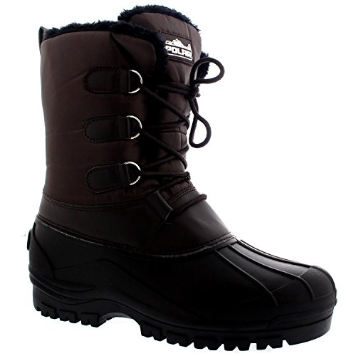 Image of POLAR Mens Muck Lace Up Short Nylon Winter Snow Rain Lace Up Casual Duck Boots