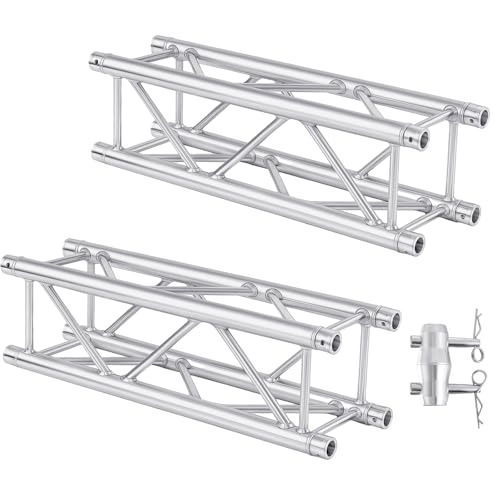 Tandefio 2 Pack Aluminum DJ Light Stands Stage Truss Segment 12 x 12 Straight Square DJ Lighting Stand Trussing Stage with 8 couplers 500 Pounds Load Capacity (3.28 ft)