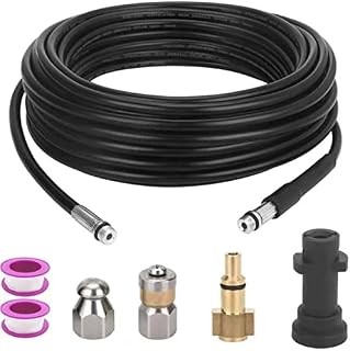 YUET 10M Pressure Washer Drain Pipe Cleaning Hose Cleaner Kit Wth Adapter,Flexible Tube Unblocker With Jet Nozzle Rotating for Karcher High Pressure Washers Replacement, Kärcher K2-K7 Series and LAVOR