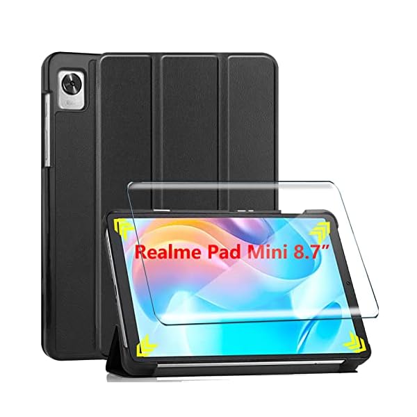 YMYH Hülle für Realme Pad Mini (2022) + 1 Pcs Schutzfolie für Realme Pad Mini hülle – Flip Case Cover Schutzhülle…