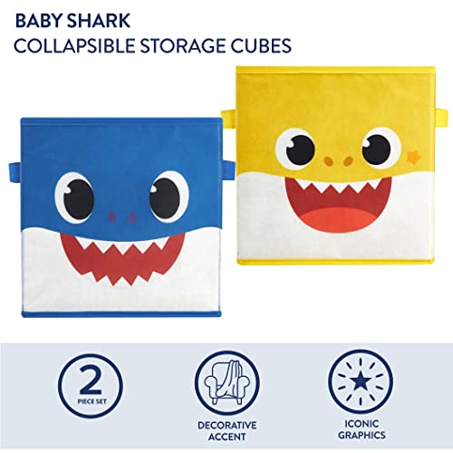 Image of Idea Nuova Baby Shark Collapsible Storage Cubes, Set of 2, 10 inchx10 inch,Baby Shark Blue /Yellow