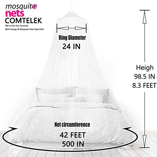 Bed Canopy With Double Circle White Feather Dream Catcher And 50 Led Fairy String Lights, Mosquito Net - Unique Style Dome Bed Netting Canopy Curtains Canopy - Suggested For Twin Full Queen King Bed #TOP6