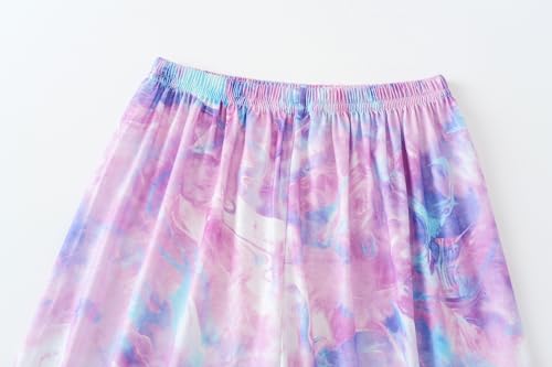Image of Tie Dye Mermaid Sloth Christmas Halloween Pajamas for Girls Long Sleeve and Pants Nighty PJS 2-piece Set Size 6-16