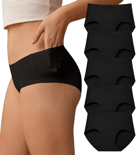 Image of SHARICCA Womens Seamless Underwear No Show Hipster Panties Invisible Lightweight Nuage Bikinis Briefs Microfiber Pack