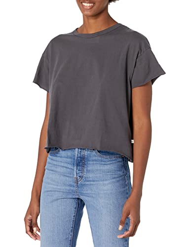 HonestBaby Women's Organic Cotton Crop Tee T-Shirt, Blackened Pearl, Large