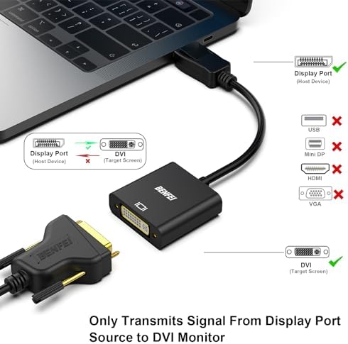 BENFEI DisplayPort to DVI Converter 2 Pack Gold Plated DP/Display Port to DVI-D Cable HDTV Adapter Converter Male to Female
