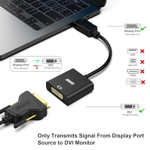 BENFEI DisplayPort auf DVI Konverter, 5 Stück, Vergoldet DP/Display Port zu DVI-D Kabel HDTV Adapter Konverter Männlich zu Weiblich