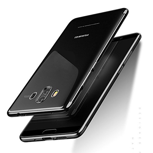 BLUGUL Funda Huawei Mate 10, Electroplating Coloring, Ultra Fina, Transparente Suave TPU Silicona Cover Claro Case para Mate 10 Negro Cover