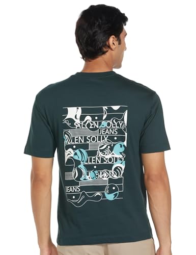 Image of Allen Solly Men's Cotton T-Shirt | Drop Shoulder | Back Print | Regular Fit | Casual Streetwear Style