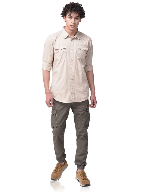 Image of Woodland Mens Cotton Printed Casual Regular Fit Full Sleeves Shirt