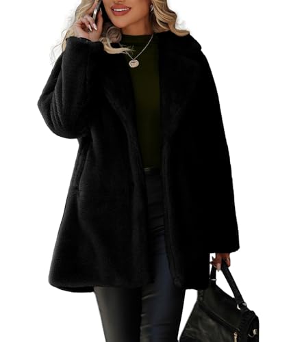 Vipwest Women's Plus Size Faux Fur Coat Sherpa...