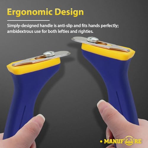 MANUFORE Soft Grip Contour Paint Scraper, 6pcs Different Stainless Steel Blades for Removing Paint, Varnish, Putty Caulk or Rust for Scraping Various Rounded and Contoured Wood Surfaces - Image 4