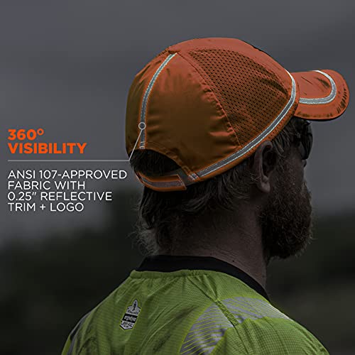 Ergodyne Glowear 8930 High Vis Baseball Hat, Breathable Mesh Paneling, Reflective Trim For Enhanced Visibility,Orange #TOP1