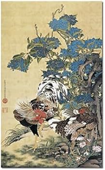 Amazon.co.jp: 掛け軸 掛軸 伊藤若冲（いとうじゃくちゅう