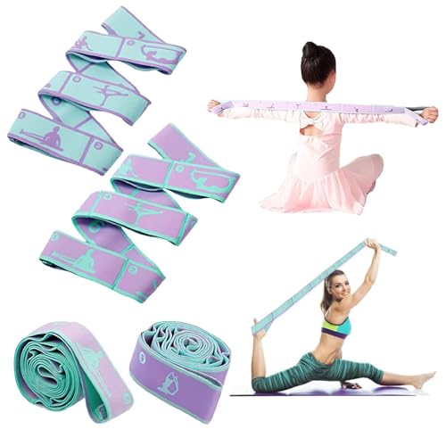 2 Stück Yoga Stretching Band Mit 8 Schleifen, Hochelastisches Dehnungsband für...