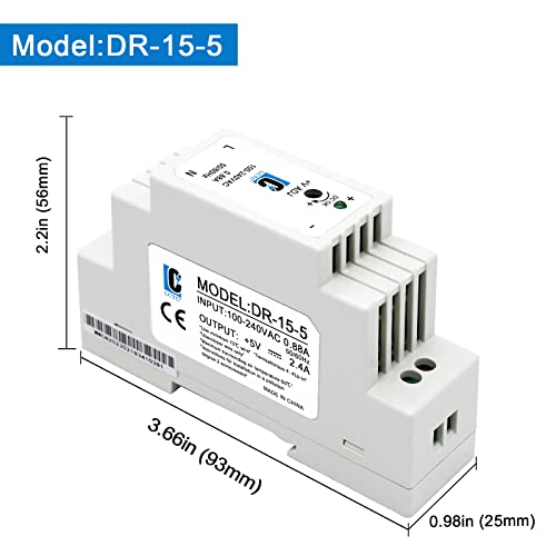 DC 5V Din Rail Slim Switching Power Supply 15W 2.4A(Input:100-240VAC,Output:5VDC,50/60HZ) Adapter Switch Converter (Volts_of_Direct_Current, 5)3
