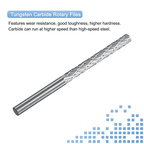 sourcing map Hartmetall Frässtifte 4mm, Länge 60mm Doppeltes Muster Fräser 4mm Runder Griff für Holzschneiden, Bohren, Polieren, Zylinder