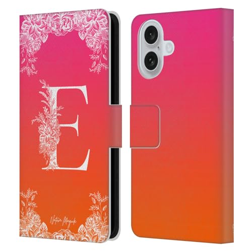 Head Case Designs Officially Licensed Nature Magick Letter E White Floral Monogram 1 Leather Wallet Case Compatible with Apple iPhone 16