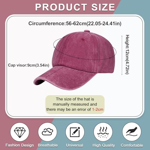 Image of 6Pcs Unisex Vintage Washed Baseball Cap Hat Adjustable Cotton Sports Caps for Men Women Outdoor Sports