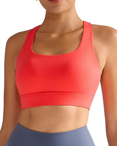 Image of RUNNING GIRL High Impact Sports Bras for Women - Scoop Neck Strappy Sports Bra High Support Moulded Cup Workout Bra