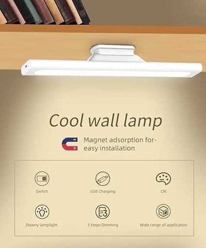 Image of ARJ Magnetic Rechargeable Desk LED Lamp with Touch Dimmer | 3-Mode Study & Reading Light for Hostel, Bedroom, Travel & Power-Cut Use(Pack-2) (Medium., 2, Count)