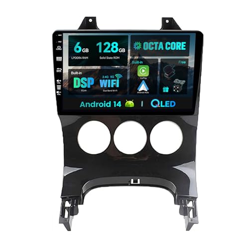 SXAUTO - 6G+128G - Android 14 IPS Car Stereo For Peugeot 3008/5008 (2009-2016) - Wireless CarPlay/Android Auto - LED Camera + MIC - 9 Inch 2 Din - DAB Steering Wheel Fast-boot 360-CAM WIFI BT5.0