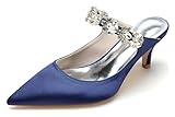 Caractéristiques : ces chaussures à talon pour femme sont décorées avec des strass brillants. Bout pointu élégant avec design dos nu et talon bas évasé. Beau, confortable, élégant et à la mode.