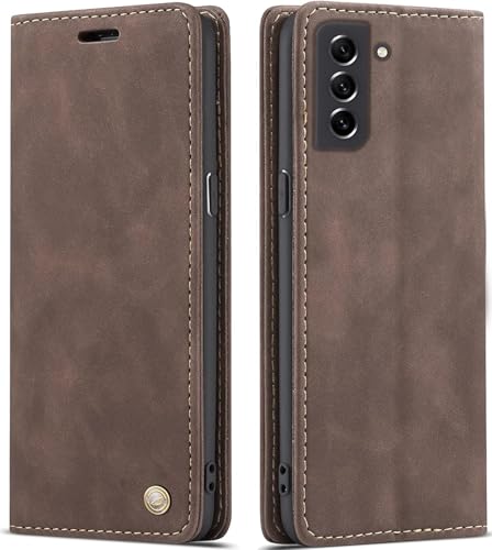 Image of ClickCase for Samsung Galaxy M42 5G Sheepskin Series Faux Soft Leather Wallet Flip Case Kick Stand with Magnetic Closure Lightweight Slim Flip Cover for Samsung Galaxy M42 5G (Coffee Brown)