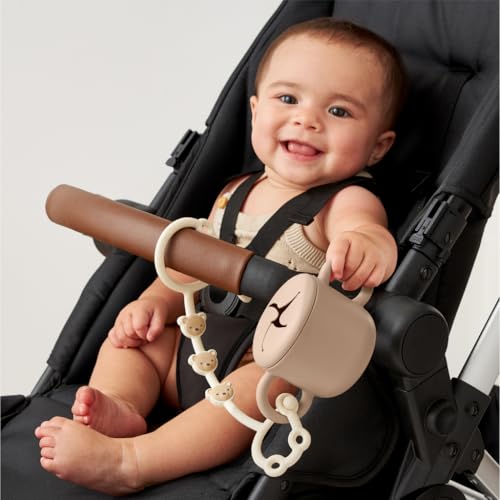 Image of Itzy Ritzy Toy & Snack Cup Strap - Adjustable Strap for Keeping Baby's Toys Nearby - BPA-Free Silicone - Tether for Strollers, High Chairs & Car Seats - Dishwasher Safe (Bear)