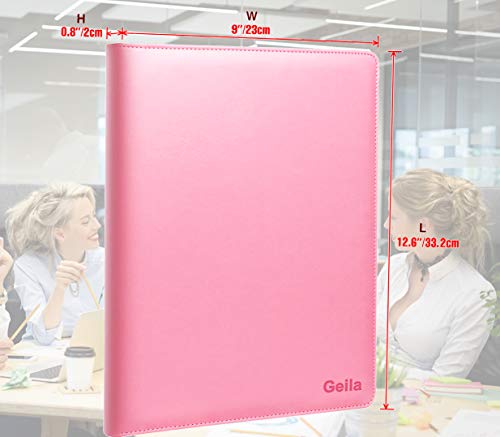 Pink Padfolio Clipboard Portfolio Folder With Pen - Geila Pu Leather Resume Portfolio - Interview/Legal Document Organizer & Conference Folder For Business School Office - With 8.5 X11In Writing Pad #TOP1