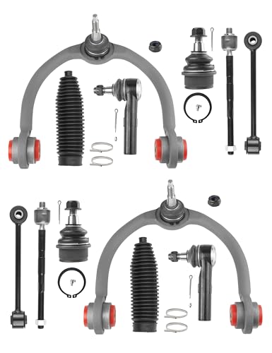 12pc Front Upper Control Arms Suspension Kit for 2005-2010 Jeep Grand Cherokee & Commander – Upgraded Polyurethane Bushings, Wrinkle Gray