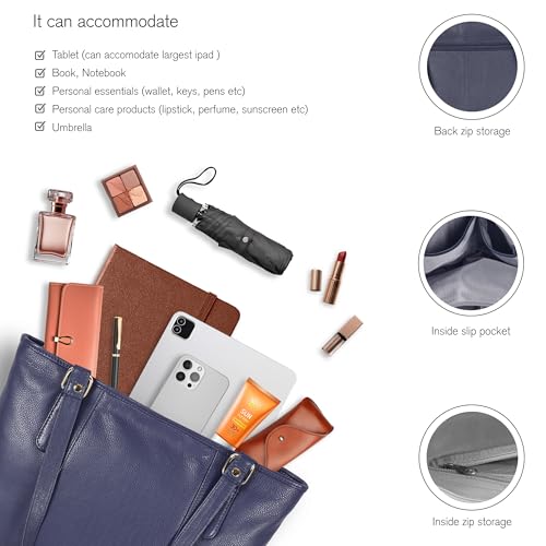 Image of Leather Purse For Women - Real Leather Tote For Women - Ladies Shoulder Handbag For Work, Travel, Casual Use