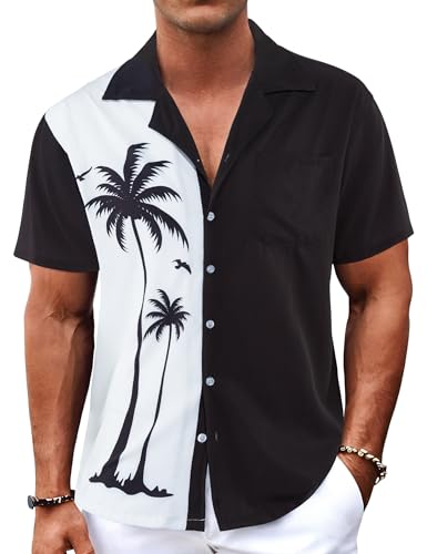 BOJIN Men's Hawaiian Shirts Casual Beach Aloha Tropical Short Sleeve Shirts BJ140 1XL