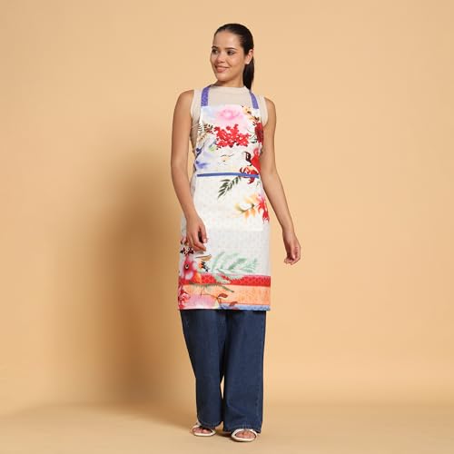 Image of ishro home Premium Apron for Kitchen Cotton | Luxury Kitchen Apron with Large Front Pocket | Adjustable Fit | Stain-Resistant, Machine Washable |