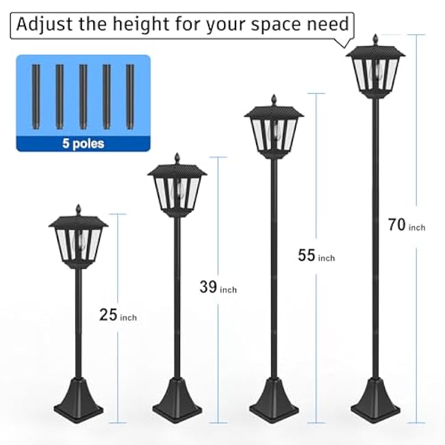 Solar Lamp Post Lights Outdoor Waterproof, 70 Tall Solar Light Poles for Outside, Decorative Floor Lamp Lighting for Garden Patio Yard Lawn Pathway Driveway, Warm White