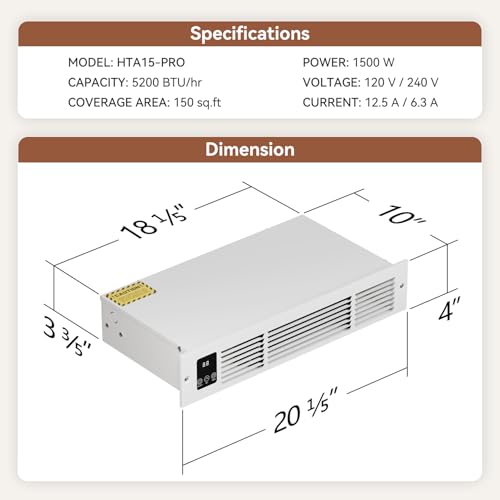 Image of Kickspace Heater 1500W Toe Kick Heater with Thermostat, White, HTA15-PRO