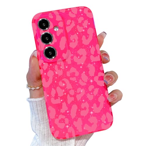 Coque rose paillettes Galaxy A15 5G le cadeau idéal motif léopard pour fille