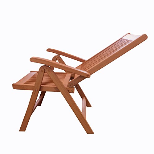 Vifah V145 Outdoor Wood Folding Arm Chair With Multiple-Position Reclining Back #TOP4