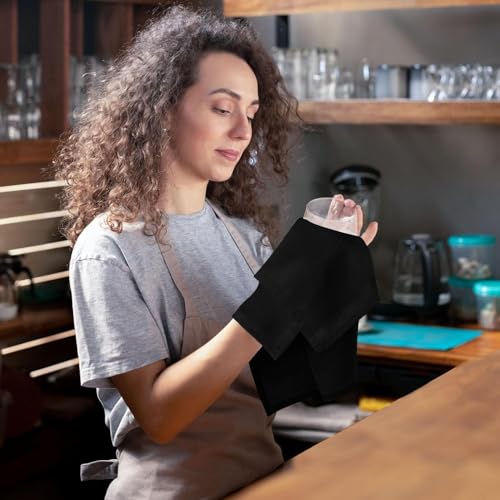 Image of Kitchen Napkin 100% Cotton Pack of 25 (15 X 25 Inches) Dinner Napkins with Hemmed Edges,Cloth Napkins for Wedding,Parties,Hotels-Charcoal