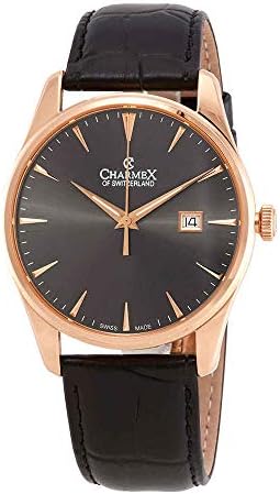 Grey Dial Black Leather Men's Watch 2944