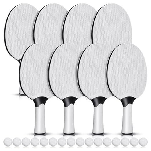Junkin 8 Pieces Table Tennis Paddles Kit Professional Table Tennis Rackets Set Portable Composite Rubber Table Tennis Racquets with 8 Balls for Indoor and Outdoor Games, Gray