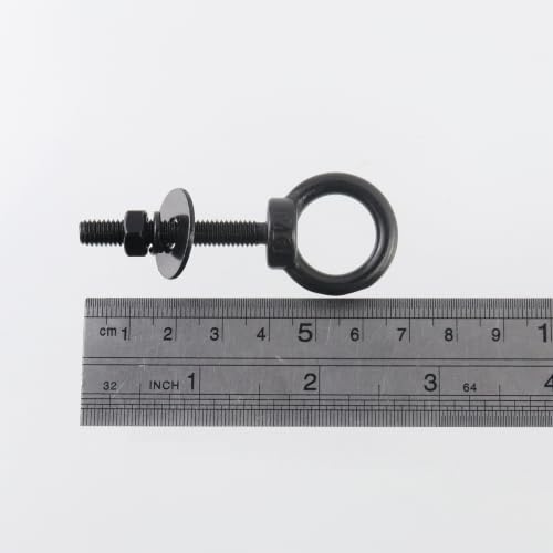 Image of Antrader Lifting Shoulder Eye Bolts,M6 Eye Bolt,M6 x 40mm,Black,6 Sets | Stainless Steel Eyebolts with Lock Nuts,Lock Washers,Flat Washers