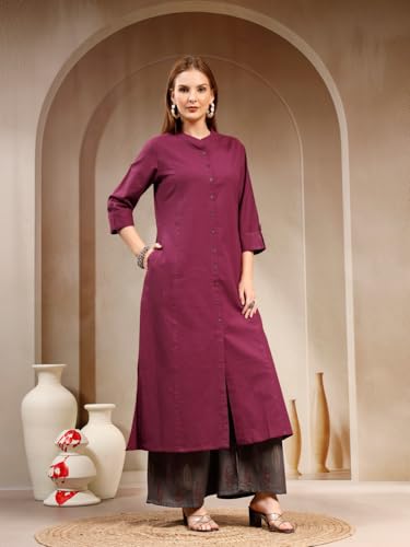Image of Pistaa's Women's Cotton Solid Readymade Salwar Suit Set