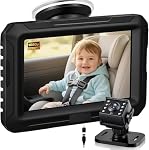 Zacro Caméra de voiture pour bébé HD 1080P - Caméra USB/Type-C pour une vision nocturne claire & 360° Réglable, 150° Lentille à large angle arrière face siège de voiture miroir Baby Monitor 4.3” Affichage pour observer les enfants