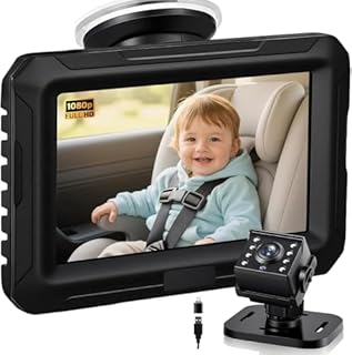 Zacro Baby Car Camera HD 1080P - USB/Type-C Plug Car Camera for Baby Clear Night Vision & 360° Adjustable, 150° Wide-Angle Lens Rear Facing Carseat Mirror Baby Monitor 4.3” Display to Observe Kids