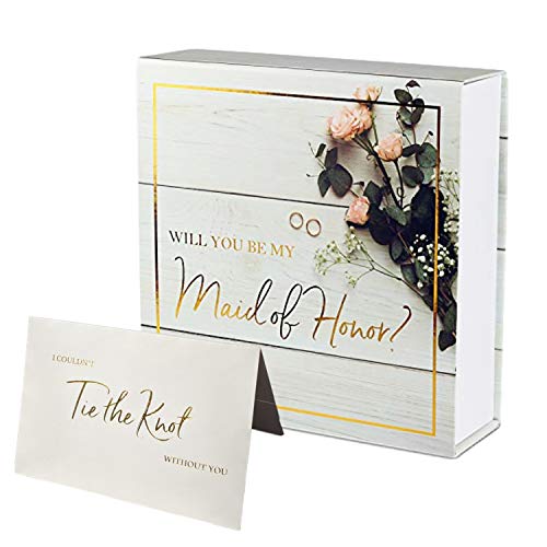 VBN Maid of Honor Proposal Box - Premium Gold Stamped - Will You be My Maid Honor? | Empty Box | Perfect for Maid of Honor Gift