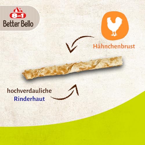 8in1 Better Bello Chicken Twisted Sticks - leicht verdauliche Kaustangen für Hunde mit Huhn, Kauartikel für Hunde mit empfindlichen Magen, 60g Beutel (10 Stück)